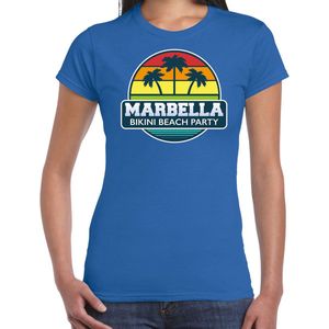 Marbella zomer t-shirt / shirt Marbella bikini beach party voor dames - blauw - Marbella beach party outfit / vakantie kleding / strandfeest shirt XL