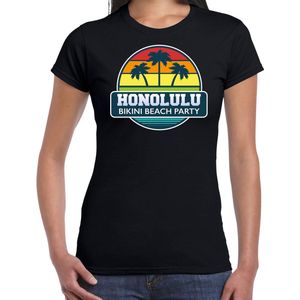 Honolulu zomer t-shirt / shirt Honolulu bikini beach party voor dames - zwart - Honolulu beach party outfit / vakantie kleding / strandfeest shirt XXL