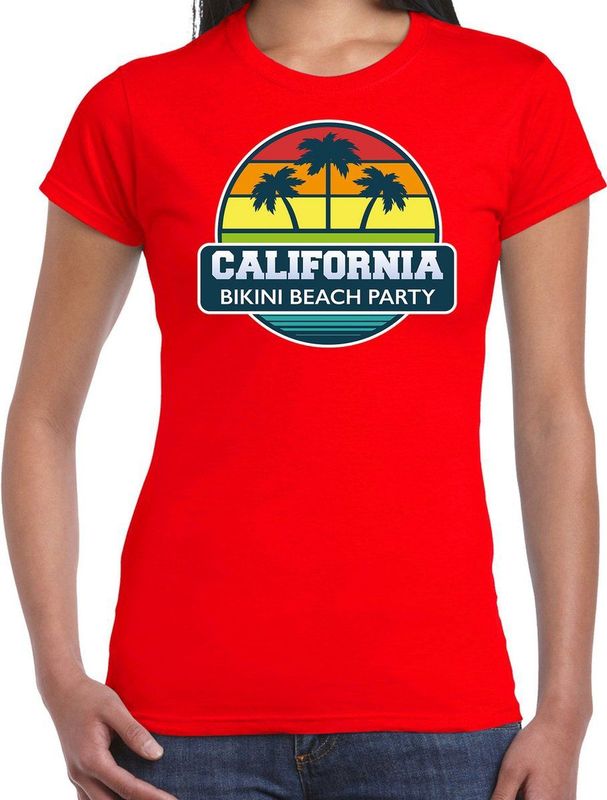 Bellatio Decorations - Zomer T-shirt - Rood - California Bikini Beach Party