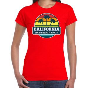California zomer t-shirt / shirt California bikini beach party voor dames - rood - California beach party outfit / vakantie kleding / strandfeest shirt M