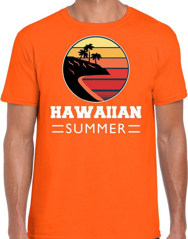 Hawaiian summer shirt beach party / strandfeest outfit / kleding oranje voor heren