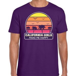 California girls zomer t-shirt / shirt California girls make me happy voor heren - paars - California party / vakantie outfit / kleding/ feest shirt L