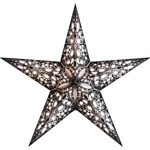 Kerstversiering decoratie kerststerren zwart/wit 60 cm - Kerstdecoratie sterren/raamsterren - Kerstster lampionnen