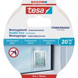 1x Tesa dubbelzijdig montagetape op rol transparant extra sterk 5 meter - Klusmateriaal - Huishoudartikelen - Tesa Powerbond - Montagetape - Extra sterk - Dubbelzijdig tape