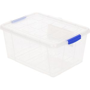 Plasticforte Opslagbakken met deksel - 16 liter - 40 x 30 x 21 cm - Organizers - transparant - kunststof