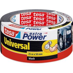Tesa Ducttape - 2x rol - extra power - universeel - zwart - 25 meter x 5 cm