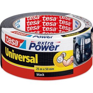 3x Tesa ducttape Extra Power universeel zwart 25 mtr x 5 cm - Klusbenodigdheden - Tesa - Universele tape - Klustape - Ducttape - Reparatie tape - Zwarte tape op rol 25 meter
