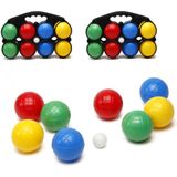 2x Gekleurde jeu de boulessets 18 delig - Kaatsbal/petanque - Actief buitenspeelgoed voor kinderen