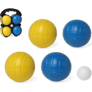 1x Kleine jeu de boules sets met 4 gekleurde ballen in draagtas - Jeu de Boules