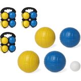 Kleine jeu de boules sets met 12 gekleurde ballen in draagtas