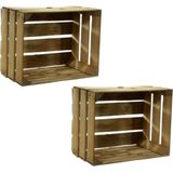 Set van 5x Stuks Gebruikte Houten Fruitkisten  30 X 40 X 50 cm - Decoratie Voor Huis en Tuin