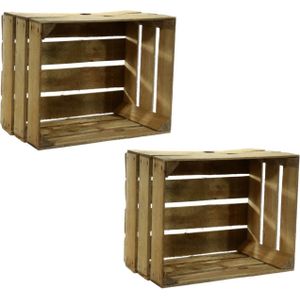 Set van 6x Stuks Gebruikte Houten Fruitkisten  30 X 40 X 50 cm - Decoratie Voor Huis en Tuin