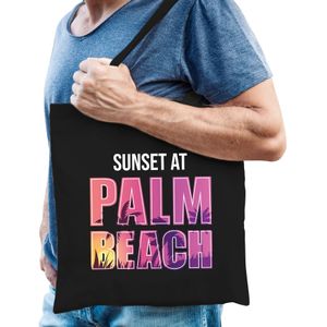 Sunset beach cadeau tasje Sunset at Palm Beach zwart voor heren - Feest Boodschappentassen