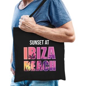 Sunset beach cadeau tasje Sunset at Ibiza Beach zwart voor heren - Feest Boodschappentassen