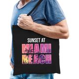 Sunset beach tas Sunset at Miami Beach voor heren - zwart - Beach party tas / bedrukte tasjes / tas / shopper