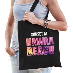 Sunset beach cadeau tasje Sunset at Hawaii Beach zwart voor dames - Feest Boodschappentassen