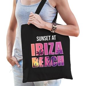 Sunset beach cadeau tasje Sunset at Ibiza Beach zwart voor dames - Feest Boodschappentassen