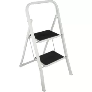 Relaxdays inklapbare huishoudtrap, 4 treden, tot 150 kg, met leuning, HBD 137 x 43 x 75 cm