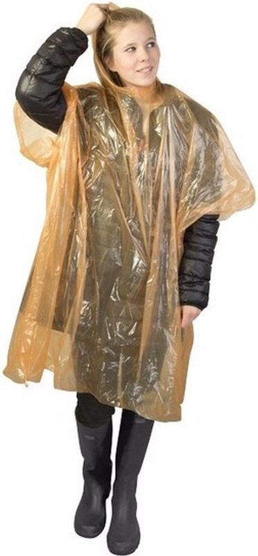 Voordeelset van 6x stuks wegwerp regenponcho oranje voor volwassenen