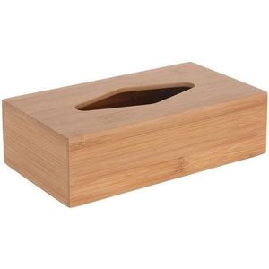 4x stuks tissuebox/tissuedoos van bamboe hout - B10 x H9 x L23 cm - Tissue houder - Doos/box voor tissues/zakdoekjes