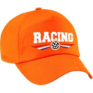 Racing coureur supporter pet / baseball cap met Nederlandse vlag oranje voor volwassenen
