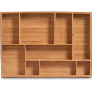 2x Bruine lade organizer inzetbakken 9-vaks bamboe 44 x 32 cm - Organiser