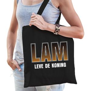 Lam leve de de Koning / Koningsdag tas zwart voor dames - Feest Boodschappentassen