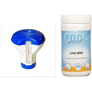 Water/zwembad chloordrijver met thermometer met chloortabletten 1 kilo - Zwembadreinigingsmiddelen