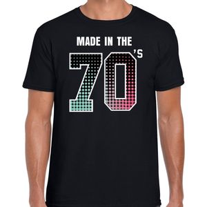 Seventies feest t-shirt / shirt made in the 70s / Abraham - zwart - voor heren - kleding / 70s feest shirts / verjaardags shirts / outfit / 50 jaar S