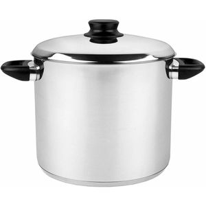 1x Soeppannen/pannen 8 liter RVS met deksel - Geschikt voor alle warmtebronnen - Kook/keuken benodigdheden