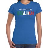 Bellatio Decorations - Proud to be Italian - T-shirt - Blauw - Dames