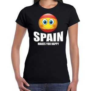 Spain - Makes You Happy T-shirt - Zwart - 100% Katoen