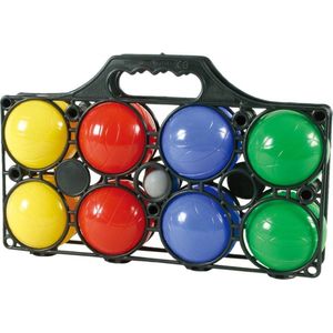 Jeu de boules set 8 gekleurde ballen/1 but in draagtas - Kaatsbal - Petanque - Cochonnette - Boulen - Sportief/actief buitenspeelgoed
