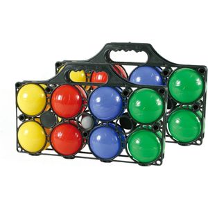 2x Kaatsbal ballen gooien jeu de boules set gekleurd in draagtas