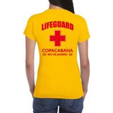 Carnaval reddingsbrigade/ lifeguard Copacabana Rio De Janeiro t-shirt geel / achter bedrukking dames