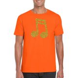 Bellatio Decorations - T-shirt - Oranje - Muziek Noot - Heren