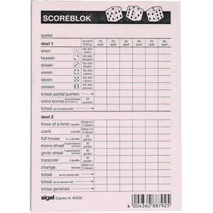 Yahtzee spel accessoires set 100 vellen scoreblok/6 dobbelstenen - Familiespellen - Dobbelspellen - Dobbelspel