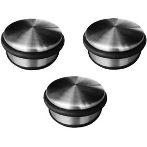 Pakket van 3x Stuks RVS Deurstoppers Rond - 4,5 X 11 cm - 1 Kg - Deurstop