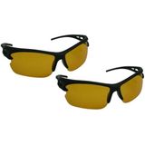 Voordeelset van 2x stuks nachtzicht brillen zwart - volwassenen - nachtblind bril / nachtbril
