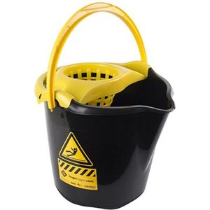 HOMCOM schoonmaakwagen, mobiele emmer met uitwringer, 26 liter, praktische dweilwagen, 44 x 36 x 90 cm, geel