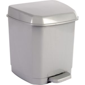 1x Grijze Pedaalemmer Vuilnisbakken/Prullenbakken 7 Liter 26 cm