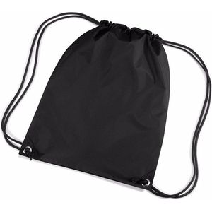 2x stuks zwarte nylon gymtassen/ gymtasjes met rijgkoord