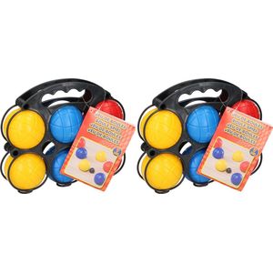 Set van 2x kaatsbal ballen gooien jeu de boules set gekleurde ballen 7 delig in draagtas