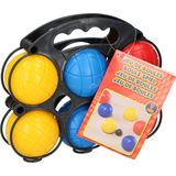 Jeu de boules set met 6 ballen + compact meetlint/rolmaat 1,5 meter - Complete kaatsbal/petanque set - Actief buitenspeelgoed voor kinderen