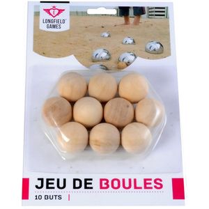 10x Jeu de boules/petanque houten buts/markerings balletjes 30 mm buitenspeelgoed - Jeu de Boules