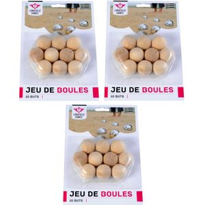 30x Jeu de boules/petanque houten buts/markerings balletjes 30 mm buitenspeelgoed