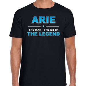 Naam cadeau Arie - The man, The myth the legend t-shirt zwart voor heren - Cadeau shirt voor o.a verjaardag/ vaderdag/ pensioen/ geslaagd/ bedankt XL