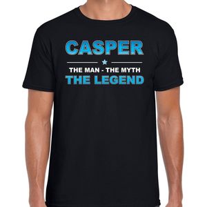 Naam cadeau Casper - The man, The myth the legend t-shirt zwart voor heren - Cadeau shirt voor o.a verjaardag/ vaderdag/ pensioen/ geslaagd/ bedankt L