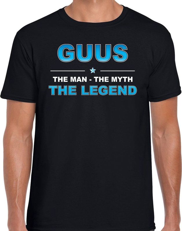 Naam cadeau t-shirt Guus - the legend zwart voor heren