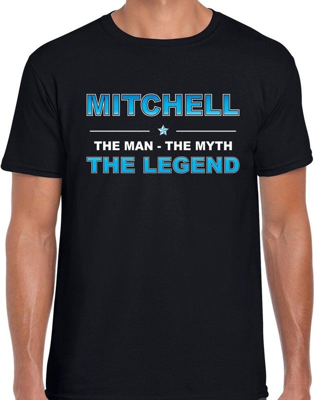 Naam Mitchell The man, The myth the legend shirt zwart cadeau shirt